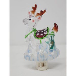 Plug In Reindeer Night Light  Indoor Green‎ Red Brown Blue And Clear
